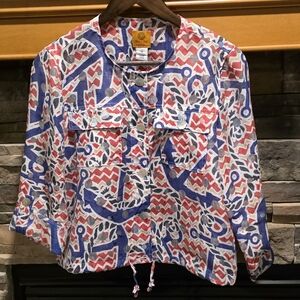 Ruby Rd Blazer Women’s Size 6 Petite Button Up Semi-sheer Nautical Achor